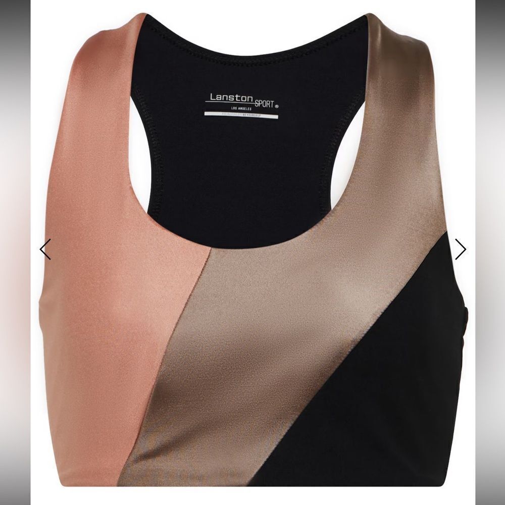 LANSTON SPORT Finn Colorblocked Sports Bra In Black Size Small